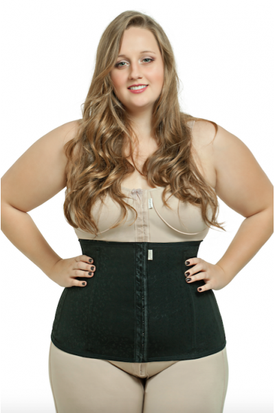 CINTA ABDOMINAL, 4 BARBATANAS - PLUS SIZE, MÉDIA COMPRESSÃO, 4012PS PRETO