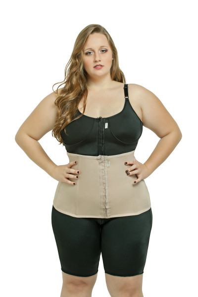 CINTA ABDOMINAL, 4 BARBATANAS - PLUS SIZE, MÉDIA COMPRESSÃO 4012PS BEGE