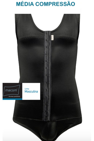 CINTA MASCULINA COM COLCHETES, SEM PERNAS, MÉDIA COMPRESSÃO, 2068B PRETO