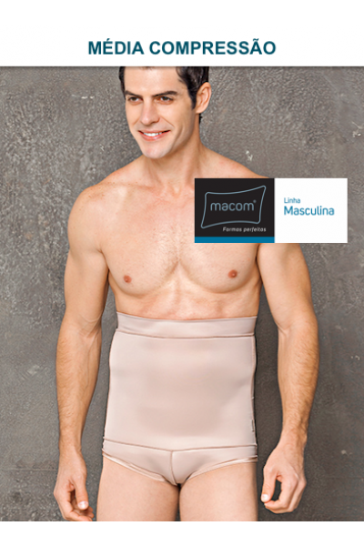 CINTA MASCULINA COM CINTURA ALTA, MÉDIA COMPRESSÃO, 2067 BEGE